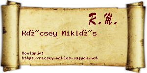 Récsey Miklós névjegykártya