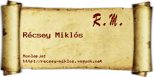 Récsey Miklós névjegykártya