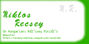 miklos recsey business card